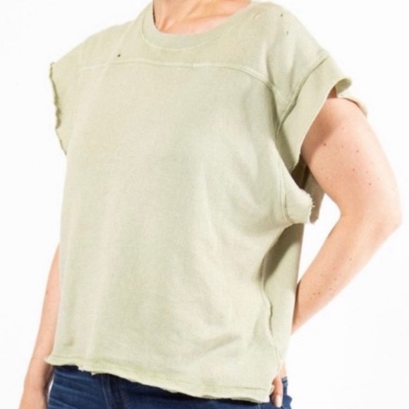 Free People Tops - Free People Distressed Warrior Tee Sage XS